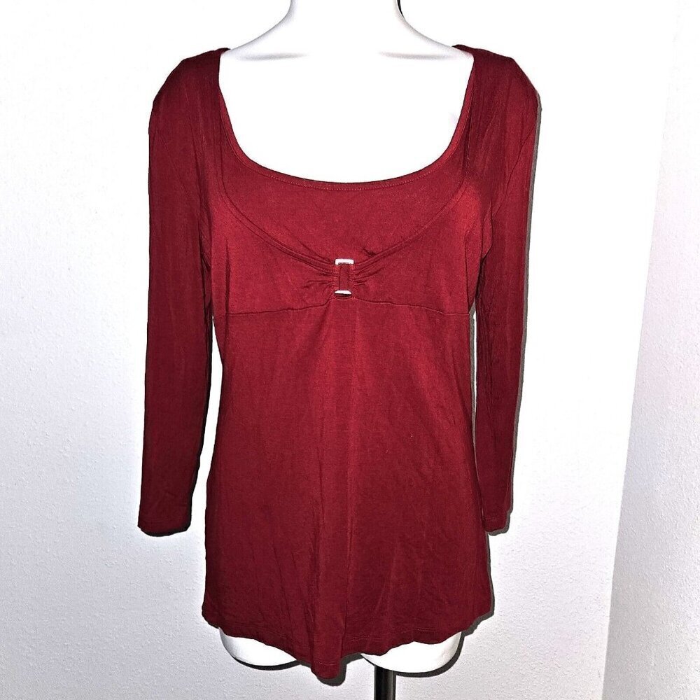 GNW Solid Red Shirt Size Large Layered Look 3/4 Sleeves